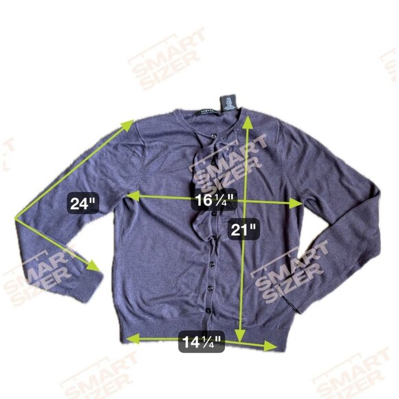 2/$18‎ SALE!  George Silk Cardigan Sweater Womens L Purple Ruffle Fairy Ribbed - Picture 2 of 7